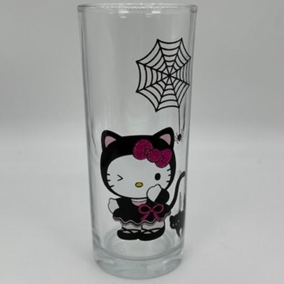 Hello Kitty Halloween Drinking Glasses Glassware Set of 4 Pumpkin Spider Cat New - Picture 6 of 13